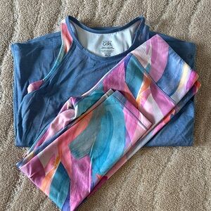 Athleta Girl Set - Perfect Pair Tank and High Rise Printed Chit Chat Capri